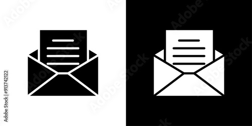 Open envelope icon Flat vector set outline