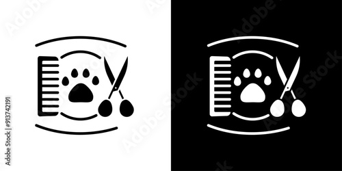 Pet grooming icon Flat vector set outline