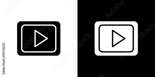 Play icon Flat vector set outline