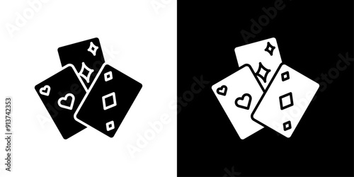 Playing cards icon Flat vector set outline