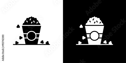 Popcorn icon Flat vector set outline
