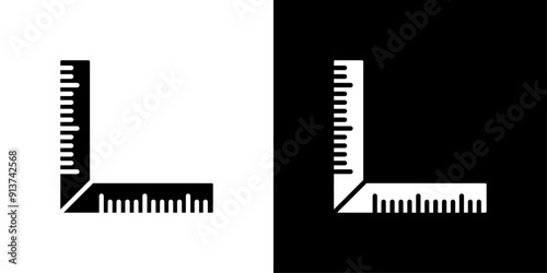 Ruler combined icon Flat vector set outline