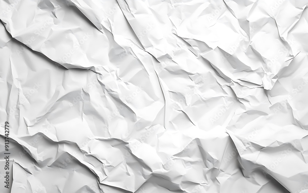 Obraz premium High Contrast White Crumpled and Creased Paper Poster Texture