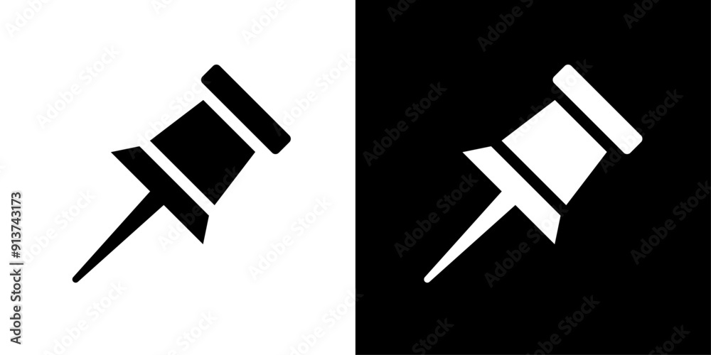Thumbtack icon Flat vector set outline