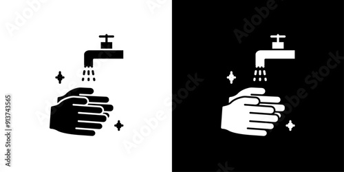 Wash your hands icon Flat vector set outline