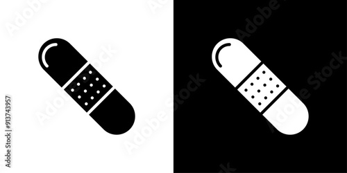 Band aid icon Flat vector set outline
