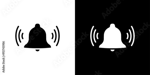 Bell ring icon Flat vector set outline