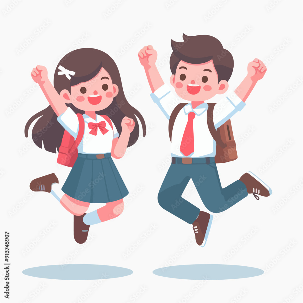 Smiling school children boys and girls with backpacks and books set isolated vector illustration Smiling school children boys and girls with backpacks and books set isolated vector illustration