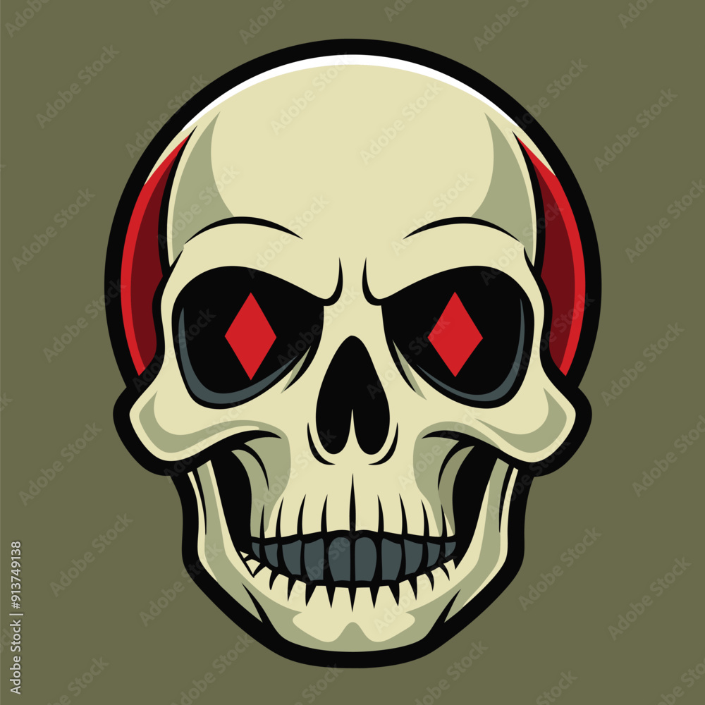 Fototapeta premium Modern Pop Art Skull Illustration for T-Shirts and Posters, Vibrant Skull Design for Halloween 