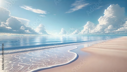 Fototapeta Naklejka Na Ścianę i Meble -  The sun brightly illuminates the sand on a beach, creating a warm and inviting atmosphere.