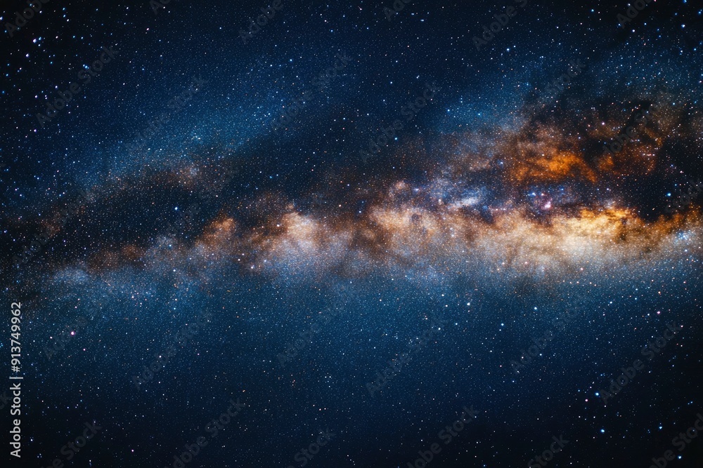 Fototapeta premium Fireworks with blur milky way background with copy-space with generative ai
