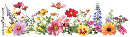 Vibrant Blooms with a Transparent Background: A Colorful Array of Flowers with a Clean and Clear Background