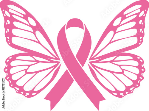 breast cancer awareness butterfly ribbon