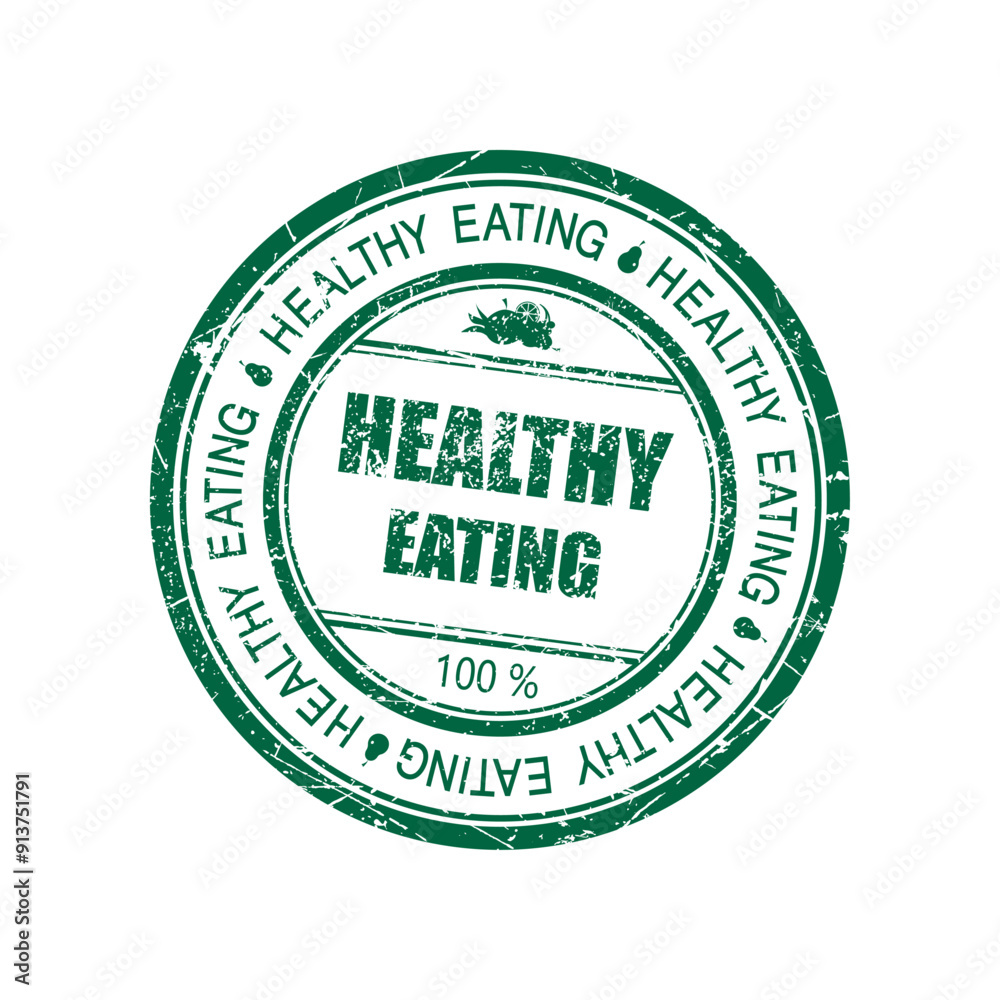 Obraz premium healthy eating. round stamp. vector illustration