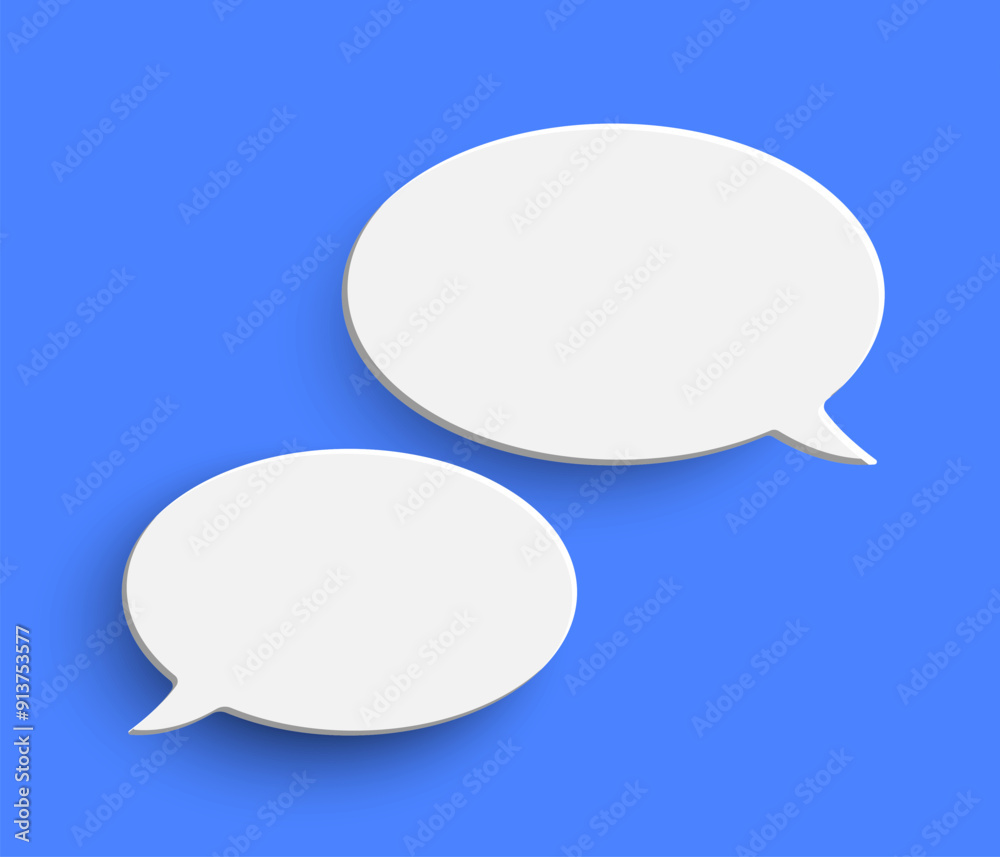 White empty speech bubble on blue background White empty speech bubble on blue background