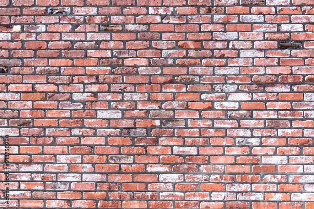 Naklejka premium 4K image of a Full Frame Panning Background Featuring a Classic Red Bricks Wall, Perfect for Creative Projects and Visual Effects