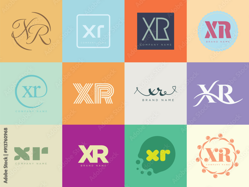 XR logo company template. Letter x and r logotype. Set different classic serif lettering and modern bold text with design elements. Initial font typography. XR logo company template. Letter x and r logotype. Set different classic serif lettering and modern bold text with design elements. Initial font typography.