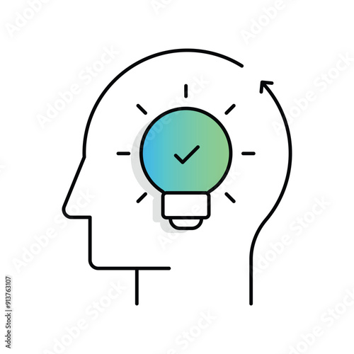 Innovative Thinking Icon. Creative Mindset Icon. Mental Clarity Icon. Vector Editable Stroke and Colors.