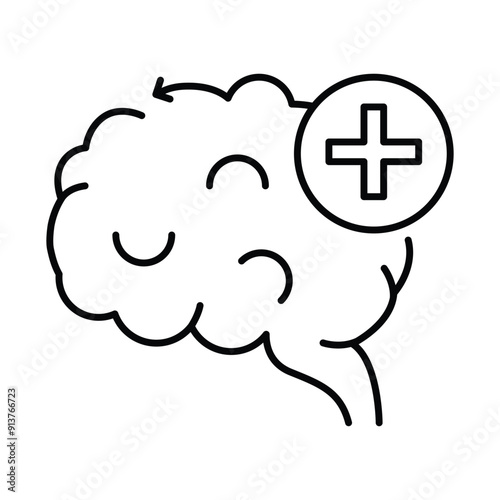 Mental Health Improvement. Brain Health. Cognitive Enhancement Icon. Vector Editable Stroke Icon.