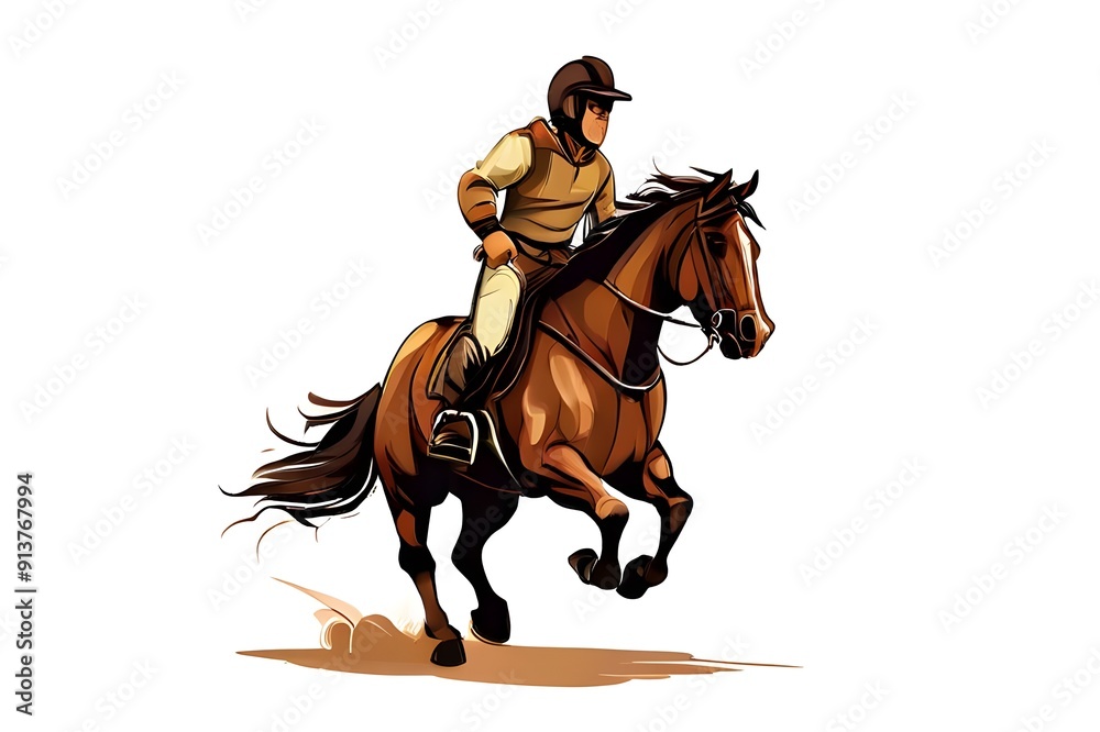 Fototapeta premium horse rider on white background