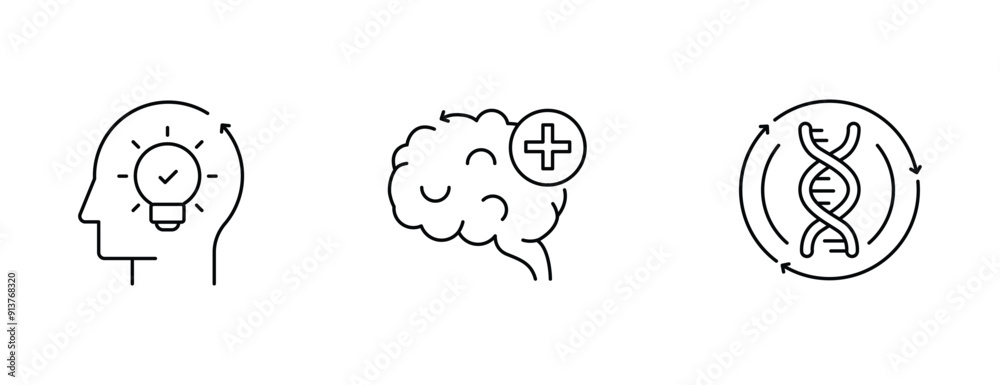 Mental Health and Wellness Icons. Vector Editable Stroke Icons. Mental Health and Wellness Icons. Vector Editable Stroke Icons.