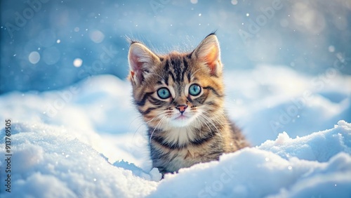 Adorable kitten playing in fresh snow, kitten, snow, playful, cute, winter, fur, pet, fluffy, cold, feline, white, fun, joyful