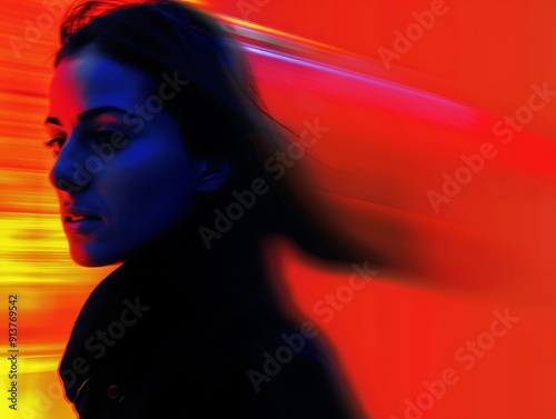 Chromatic Cinematic Film Photography Of A Motion Blur Beautiful Woman