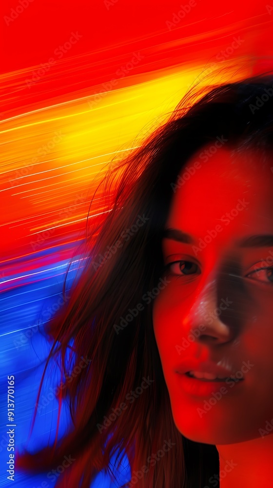 Chromatic Cinematic Film Photography Of A Motion Blur Beautiful Woman