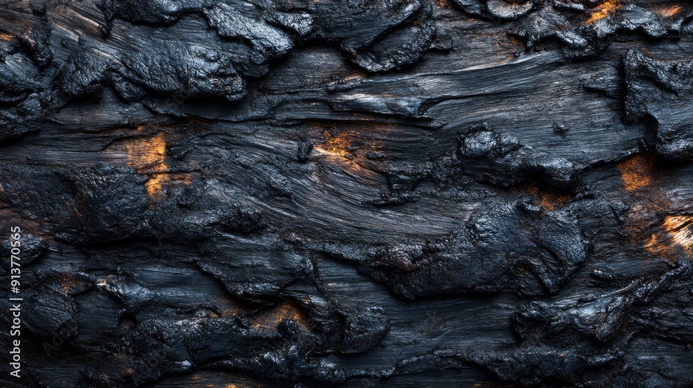 Closeup view showcases blackened wood texture with glowing smoldering areas, ideal for emphasizing spicy and grilled food products Closeup view showcases blackened wood texture with glowing smoldering areas, ideal for emphasizing spicy and grilled food products