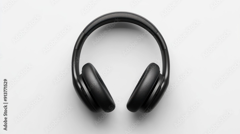 Black Headphones on White Background Black Headphones on White Background