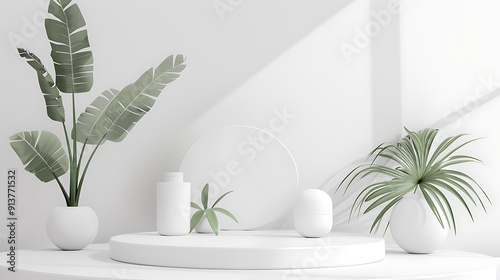 Minimalist Product Display with Greenery