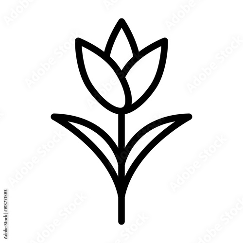Early Crocus Vector Line Icon Design