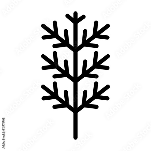 Pine Branch Vector Line Icon Design