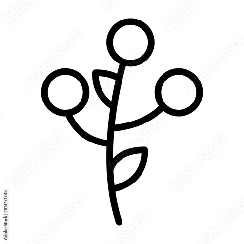 Berry Branch Vector Line Icon Design