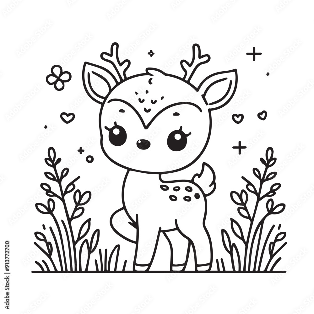 Naklejka premium cartoon animal illustration for children's coloring book