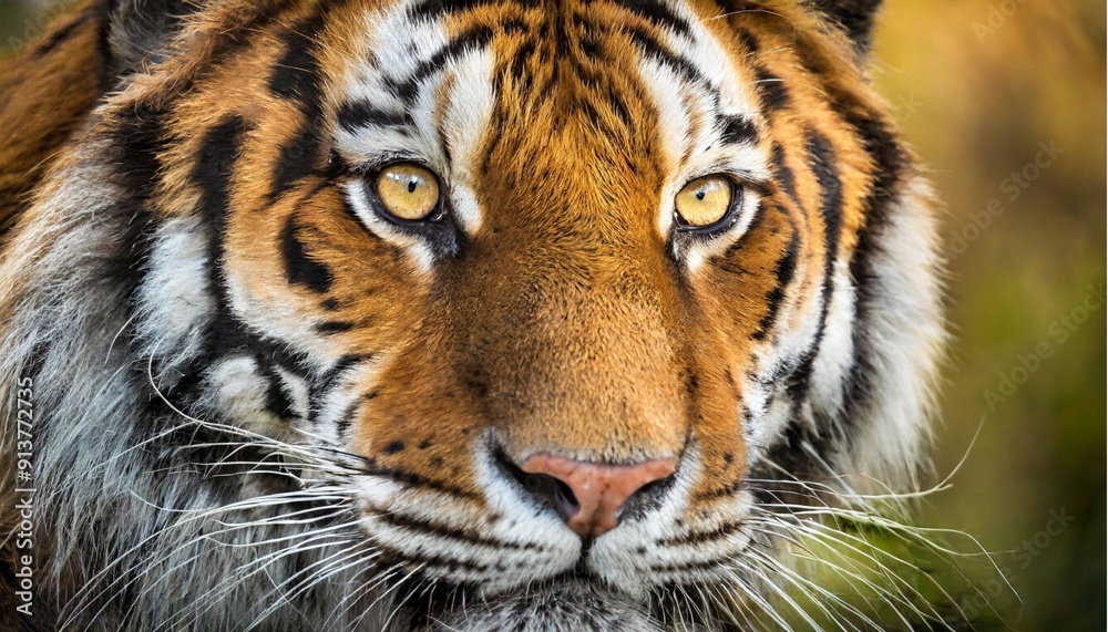 Close-up of tiger's face in natural habitat. Close-up of tiger's face in natural habitat.
