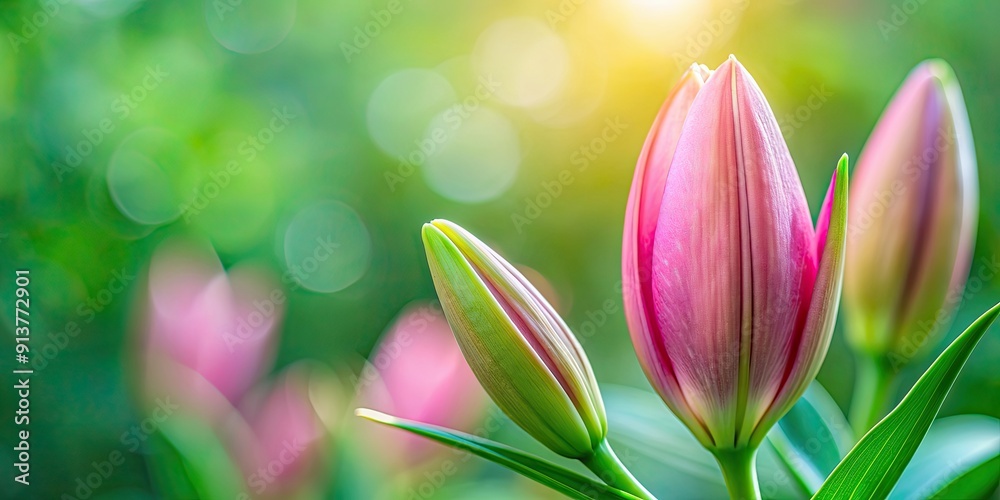 Pink lily flower bud ready to bloom, pink, lily, flower, bud, bloom, fresh, spring, nature, petal, plant, vibrant, colorful