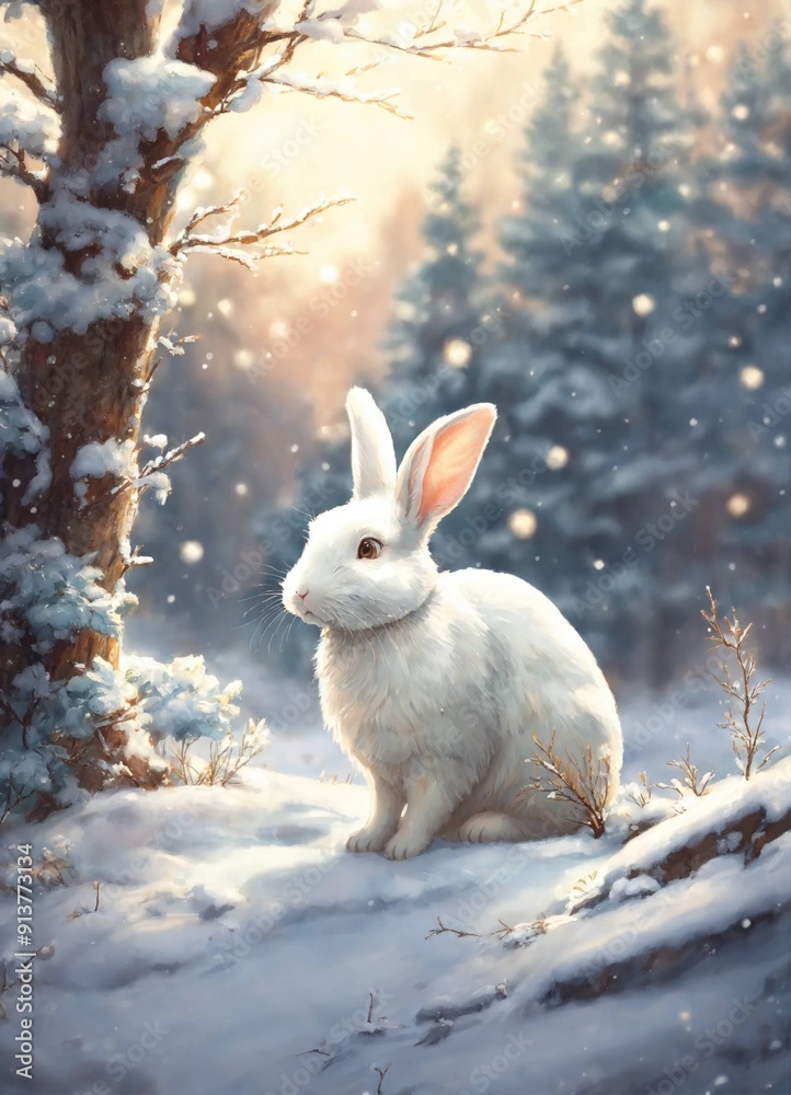 rabbit in the snow rabbit in the snow