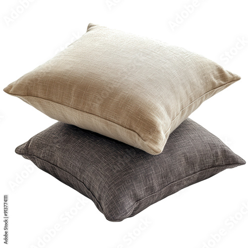 Stylish decorative pillows in neutral tones, perfect for enhancing home decor and providing comfort to any living space. photo