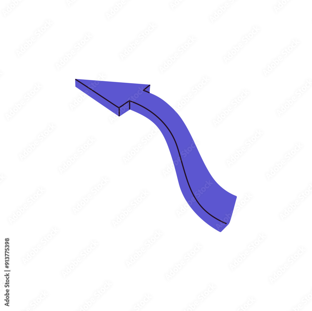 Curve with cursor showing change of route. Sign, line with arrow pointing turn of direction. Curvy geometric shape, way pointer guides path. Flat isolated vector illustration on white background Curve with cursor showing change of route. Sign, line with arrow pointing turn of direction. Curvy geometric shape, way pointer guides path. Flat isolated vector illustration on white background
