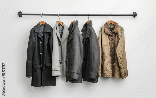 A Coat Rack Holding Jackets in an Office Foyer Isolated on Transparent Background PNG.