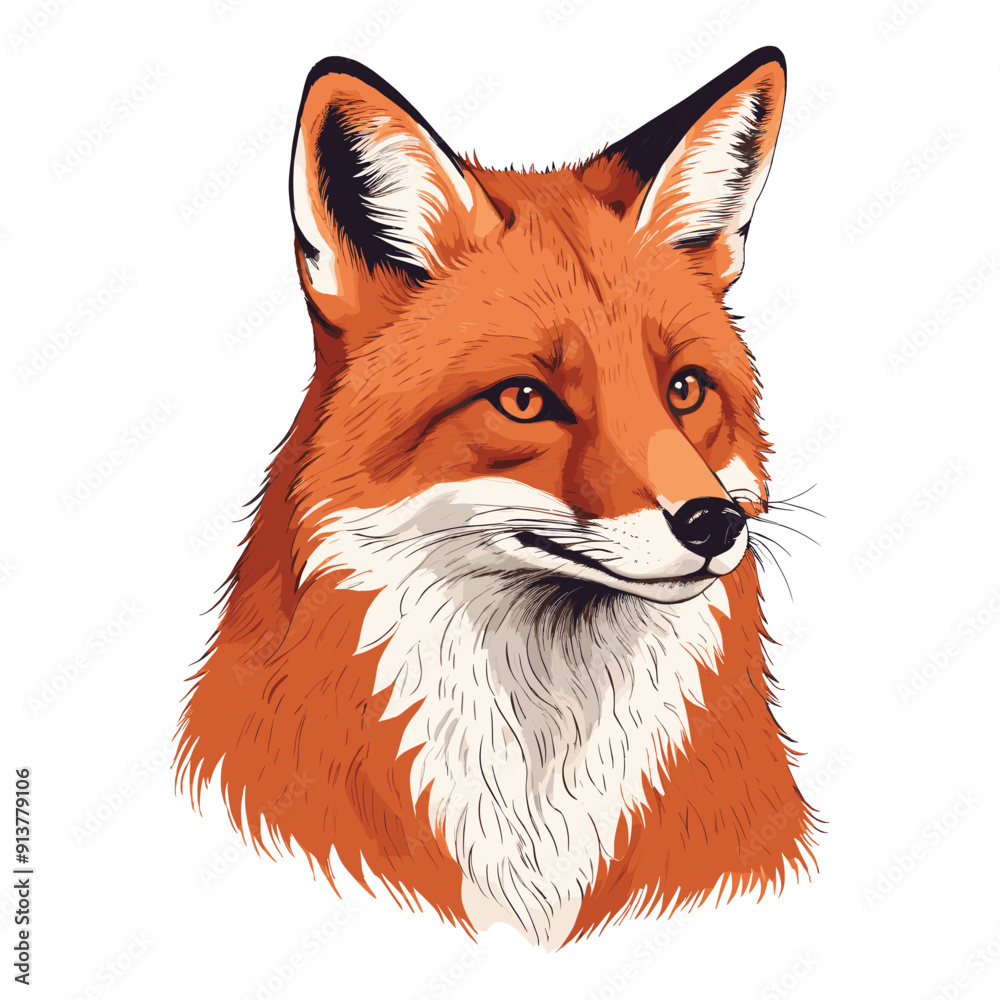 Obraz premium Hand Drawn Fox Head Line Drawing Illustration