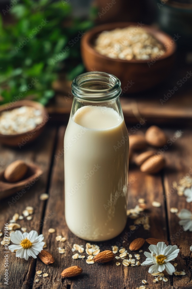 Plant Based milk alternative in bottle Plant Based milk alternative in bottle
