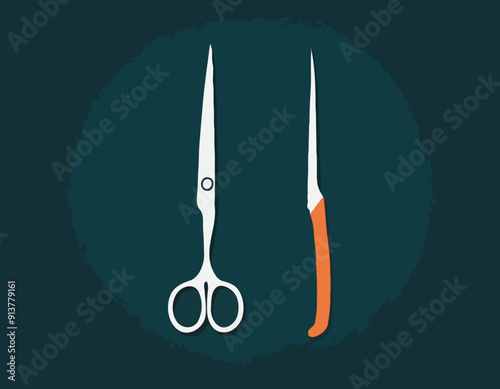 Vector scissors with cut lines 
