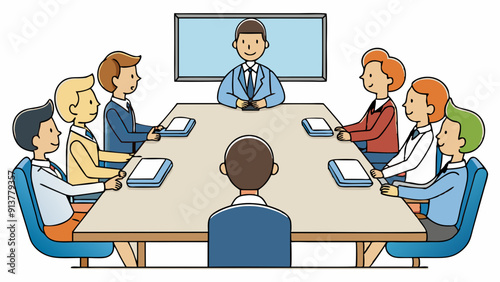 directors board business meeting brainstorming vector art illustration