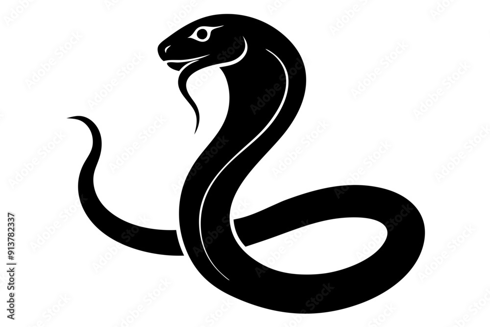 Fototapeta premium snake icon, snake vector silhouette, Curved snake animal design 