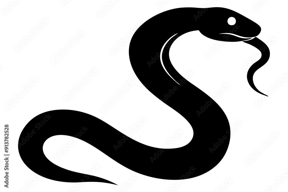 Naklejka premium snake icon, snake vector silhouette, Curved snake animal design 
