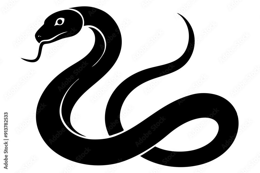 Fototapeta premium snake icon, snake vector silhouette, Curved snake animal design 