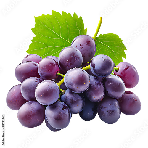 Vibrant purple grapes, dewy and fresh.