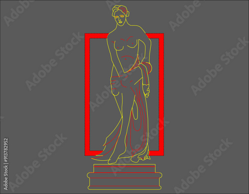 Vector sketch illustration silhouette design detail art artistic statue decoration classic vintage ethnic Roman Greek abstract modern